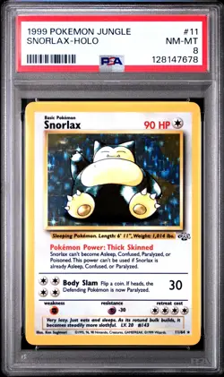 1999 POKEMON JUNGLE #11 SNORLAX-HOLO PSA 8 - Image 1