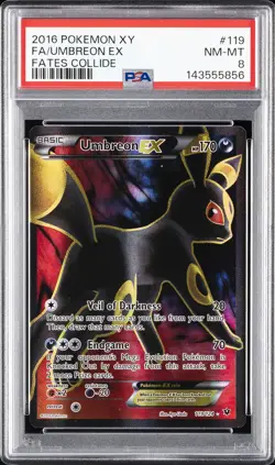 2016 POKEMON XY FATES COLLIDE #119 FULL ART/UMBREON EX PSA 8 - Image 1