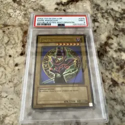 2002 Yugioh Legend Of Blue Eyes Dark Magician LOB-005 PSA 9 MINT - Image 2