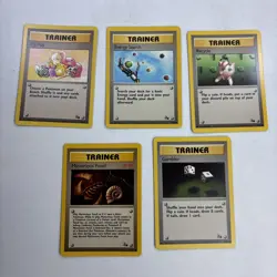 VINTAGE Pokemon lot of 5 TCG Base Set Rare Trainer Card non holo WOTC - Image 1