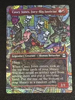 MTG Teenage Mutant Ninja Turtles Casey Jones, Jury-Rig Justiciar Borderless Foil - Image 1