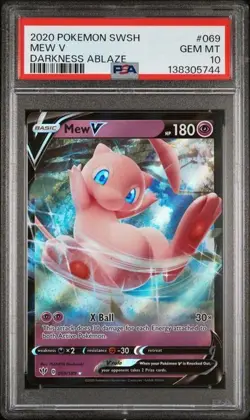 2020 POKEMON SWORD & SHIELD DARKNESS ABLAZE #069 MEW V PSA 10 - Image 1