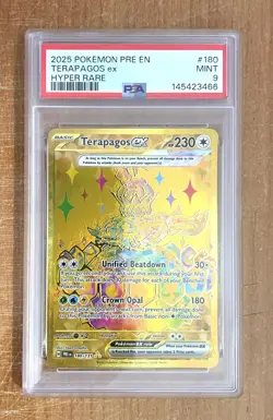 Pokemon, Prismatic Evolution, Terapagos ex Gold Hyper Rare Card #180, PSA 9 - Image 1