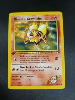 Pokemon TCG Blaine's Growlithe Gym Heroes 35/132 1st Edition LP - Image 1