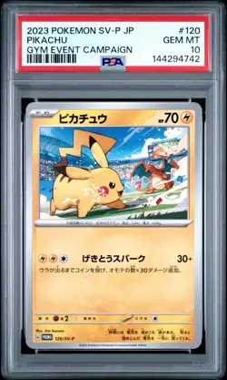 2023 POKEMON JPN SV-P PROMO GYM EVENT CAMPAIGN #120 PIKACHU PSA 10 - Image 1