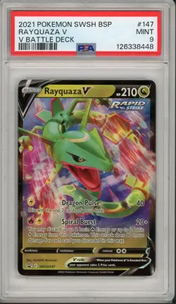 2021 Pokemon V Battle Deck Black Star Promo Rayquaza V #147 PSA 9 - Image 1