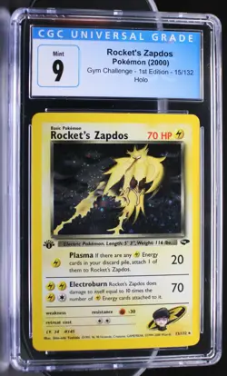 Pokemon ~ Gym Challenge ~ Rocket's Zapdos ~ 1st Edition ~ CGC 9 ~ Mint ~ #15 - Image 1