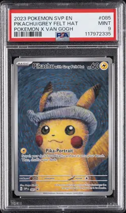 2023 POKEMON SVP EN-SV BLACK STAR PROMO #085 PIKACHU WITH GREY FELT HAT PSA 9 - Image 1