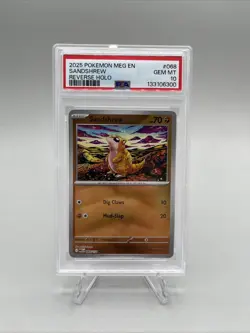 Pokemon TCG Mega Evolution Sandshrew Reverse Holo PSA 10 #068/132 Shinji Kanda - Image 1