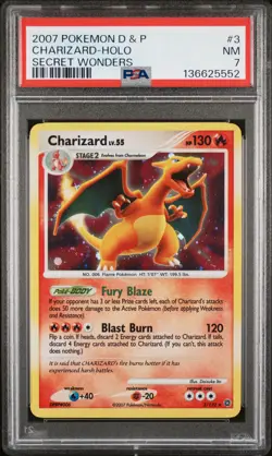 Charizard-Holo Pokemon Diamond & Pearl Secret Wonders 3 NM PSA 7 - Image 1
