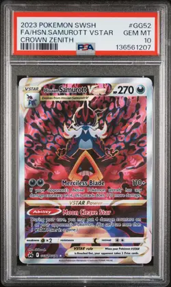 Pokemon Crown Zenith Hisuian Samurott VSTAR GG52 PSA 10 - Image 1