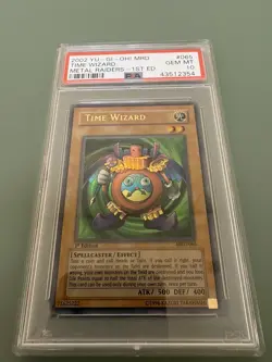 Yu-Gi-Oh! 2002 MRD-065 1st Edition Time Wizard PSA 10 Slight Faded Metal Raiders - Image 1
