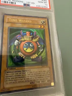 Yu-Gi-Oh! 2002 MRD-065 1st Edition Time Wizard PSA 10 Slight Faded Metal Raiders - Image 3