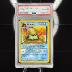 Omanyte #52/62 1st Edition Fossil PSA 10 Pokemon Card - Image 1