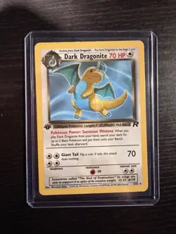 Pokemon Dark Dragonite 1st Edition Team rocket Rare Error Card #5/82 - Image 1
