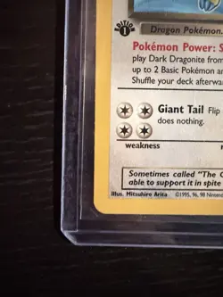 Pokemon Dark Dragonite 1st Edition Team rocket Rare Error Card #5/82 - Image 4