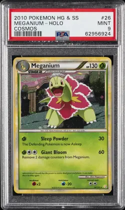 2010 POKEMON HEARTGOLD & SOULSILVER COSMOS #26 MEGANIUM-HOLO PSA 9 - Image 1