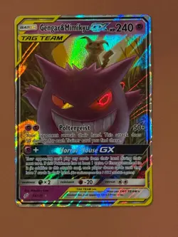 Pokemon TCG Gengar & Mimikyu GX Sm-Team Up Holo Ultra Rare 53/181 - Image 1