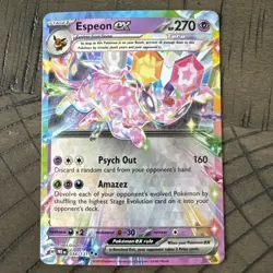Pokemon TCG Espeon EX Prismatic Evolutions Rainbow Double Rare Holo Card 034/131 - Image 1