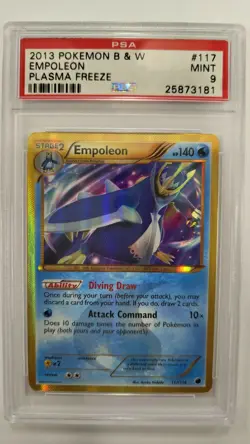 2013 POKEMON BLACK & WHITE PLASMA FREEZE #117 EMPOLEON PSA 9 - Image 1