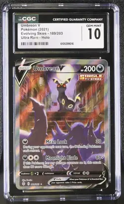 Pokemon UMBREON V Evolving Skies Ultra Rare Holo 189/203 Gem Mint 10 - Image 1