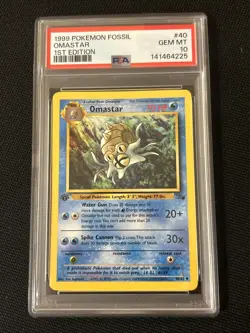 Pokemon Omastar 40/62 1st Edition Fossil (PSA 10) *Fresh Grade* - Image 1