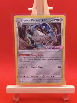 STAFF Galarian Perrserker SWSH008 Sword & Shield Prerelease Promo Pokemon Card - Image 2