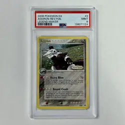 2006 Pokemon EX Legend Maker Aggron Reverse Holo Foil #2/92 Stamp PSA 9 MINT - Image 1