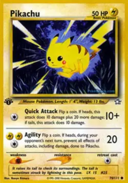 Moderately Played Pikachu - 70/111 - Common - 1st Edition Pokemon Neo Genesis - Image 1