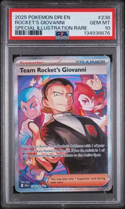 2025 POKEMON DRI EN-DESTINED RIVALS #238 TEAM ROCKET'S GIOVANNI PSA 10 - Image 1