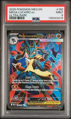 2025 POKEMON MEG EN-MEGA EVOLUTION ULTRA RARE #160 MEGA LUCARIO EX PSA 9 - Image 1