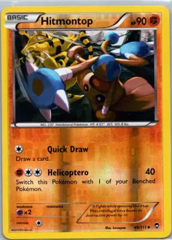 Pokemon TCG Hitmontop 49/111 Furious Fists Rev Holo LP - Image 1