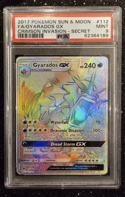 PSA 9 Gyarados GX 112/111 Crimson Invasion English Secret Pokemon TCG - Image 1