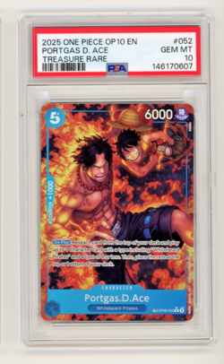 2025 ONE PIECE OP08-052 ROYAL BLOOD PORTGAS D ACE TREASURE RARE PSA 10 GEM MINT - Image 1