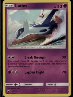 Latios Holo Rare Shining Legends 41/73 Psychic Holo Pokemon Card - Image 1