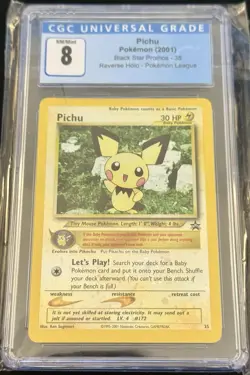 Pokemon Pichu 2001 Black Star Promo - 35 Reverse Holo CGC Graded 8 NM/Mint - Image 1