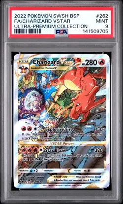2022 POKEMON SWSH BLACK STAR PROMO #262 FULL ART/CHARIZARD VSTAR PSA 9 Mint - Image 1