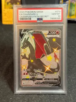 2020 Pokemon SWSH Full Art Shiny Charizard V PSA 10 Gem Champion's Path - Image 1