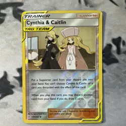 Pokemon Cynthia & Caitlin HOLO SM - Cosmic Eclipse 189/236 NM - Image 1