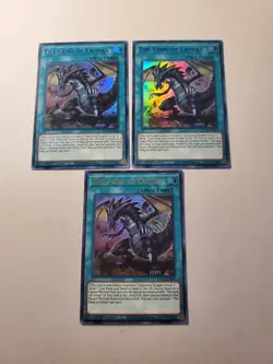 Yugioh - The Fang of Critias DLCS-EN058 NM 1st ed Ultra Rare (2x blue 1x gold)x3 - Image 1
