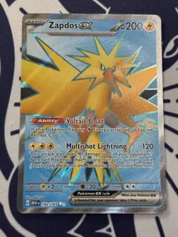 2023 Pokemon 151 Card ZAPDOS EX Full Art Foil Holo Ultra Rare 192/165 - Image 1