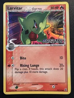 Larvitar 73/113 EX Delta Species Pokemon Card Reverse Holo Foil Rare MP - Image 1