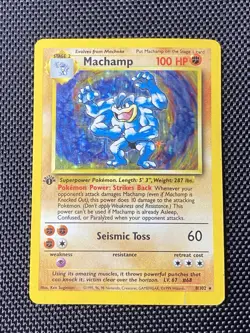 Machamp 8/102 Holo Rare 1st Edition Base Set WOTC Pokemon Card - Image 1