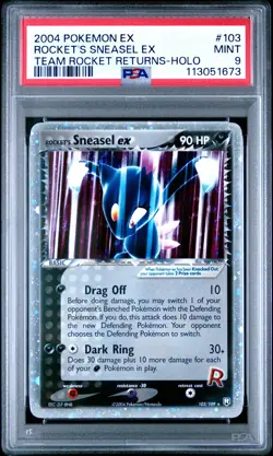 2004 POKEMON EX TEAM ROCKET RETURNS #103 ROCKET'S SNEASEL EX PSA 9 - Image 1