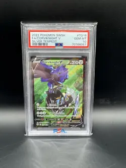 2022 POKEMON SWORD & SHIELD SILVER TEMPEST #TG18 FULL ART/CORVIKNIGHT V PSA 10 - Image 1