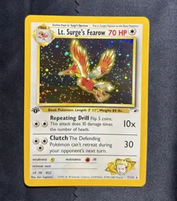 Pokemon 1st Edition Lt. Surge’s Fearow Holo w/ Swirl | Gym Heroes WOTC - Image 1