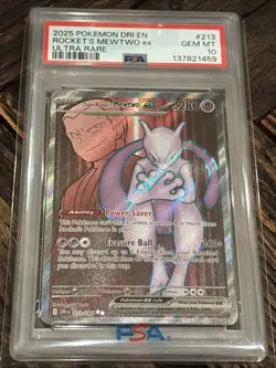 2025 POKEMON DRI EN-DESTINED RIVALS ULTRA RARE TEAM ROCKET'S MEWTWO EX PSA 10 - Image 1