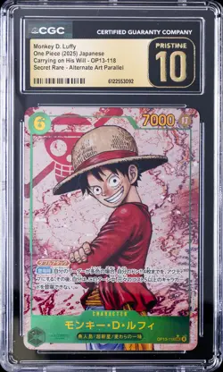 2025 ONE PIECE JPN CARRYING ON HIS WILL ALT ART MONKEY D LUFFY CGC 10 PRISTINE - Image 1
