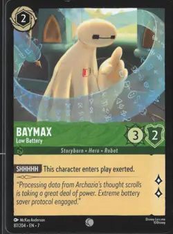 Disney Lorcana Archazia's Island #87/204 - Baymax Low Battery NM Regular - Image 1