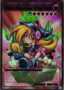 Toon Dark Magician Girl HOLO YuGiOh YU GI OH Custom Anime Collectible Card - Image 1